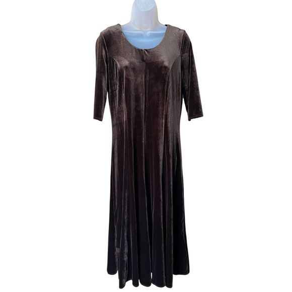 Chadwick's of Boston Brown Velvet Maxi Dress Sz M Fairy Forest Whimsigoth Castle - Picture 2 of 16